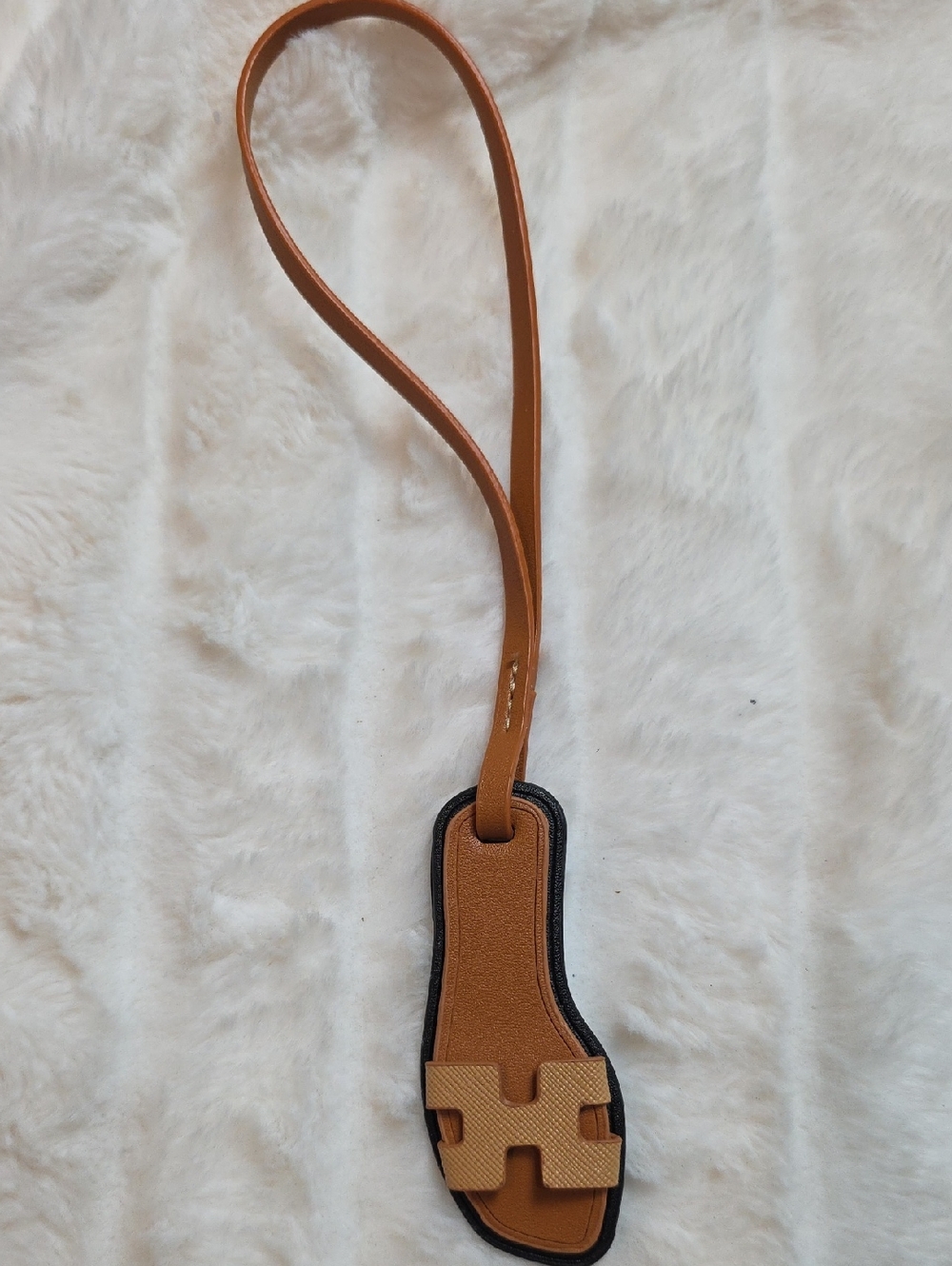 Tan Leather Wristlet Charm with Signature H Cut